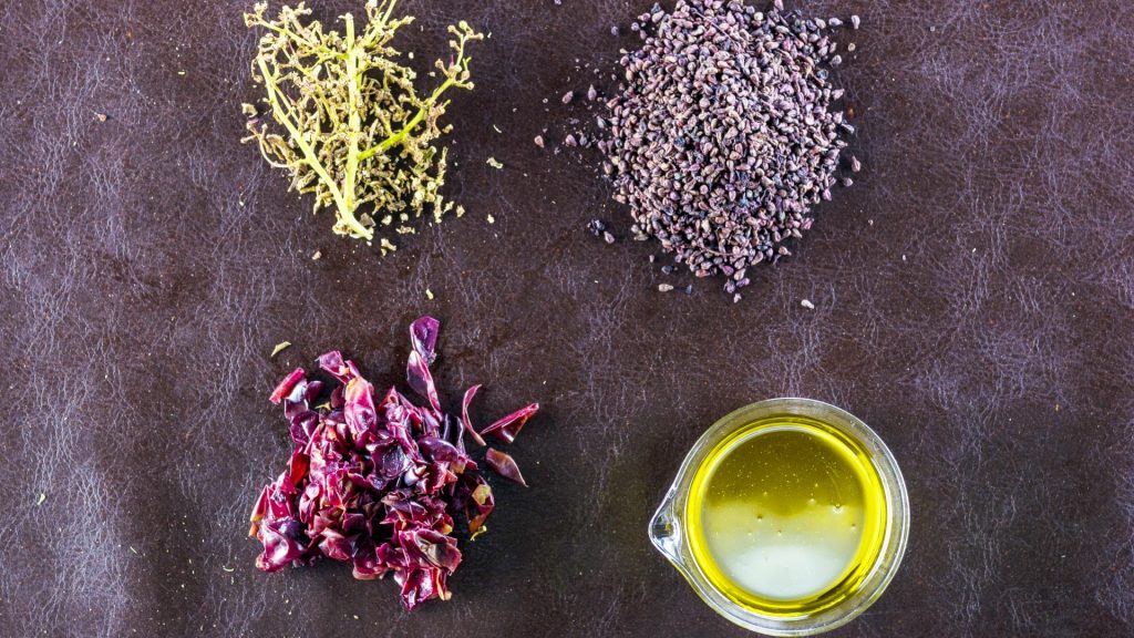 Buccia dell'acino d'uva, semi e raspi: ingredienti del bio tessuto Vegea - Riciblog